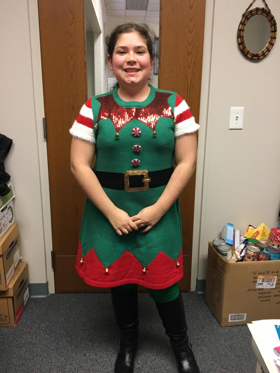 festive girl dressed as elf